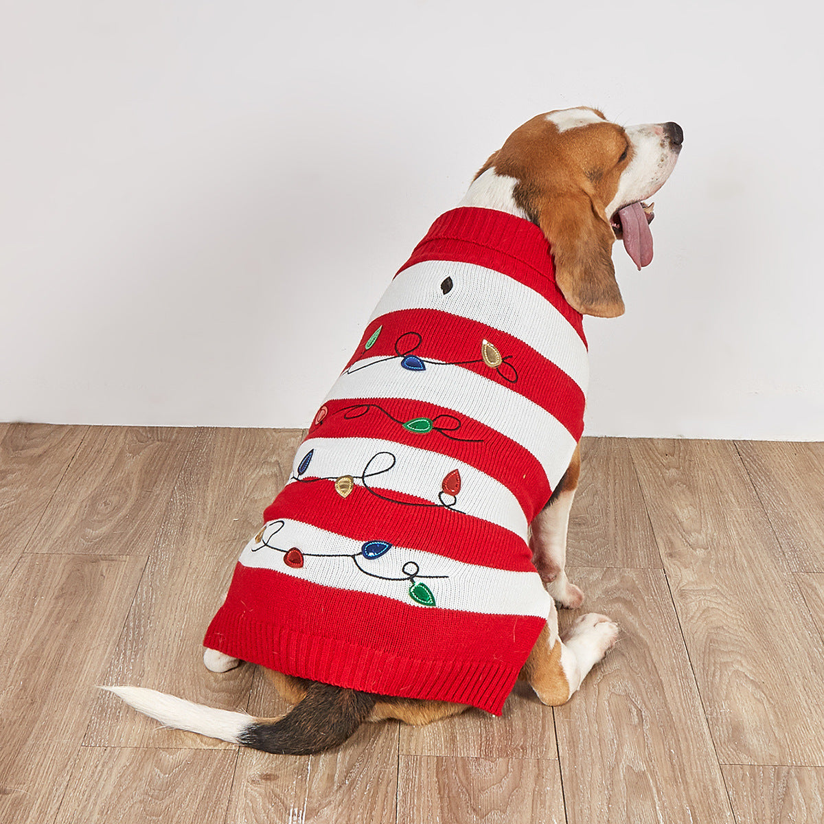 Pet Striped Christmas Lantern Turtleneck Sweater