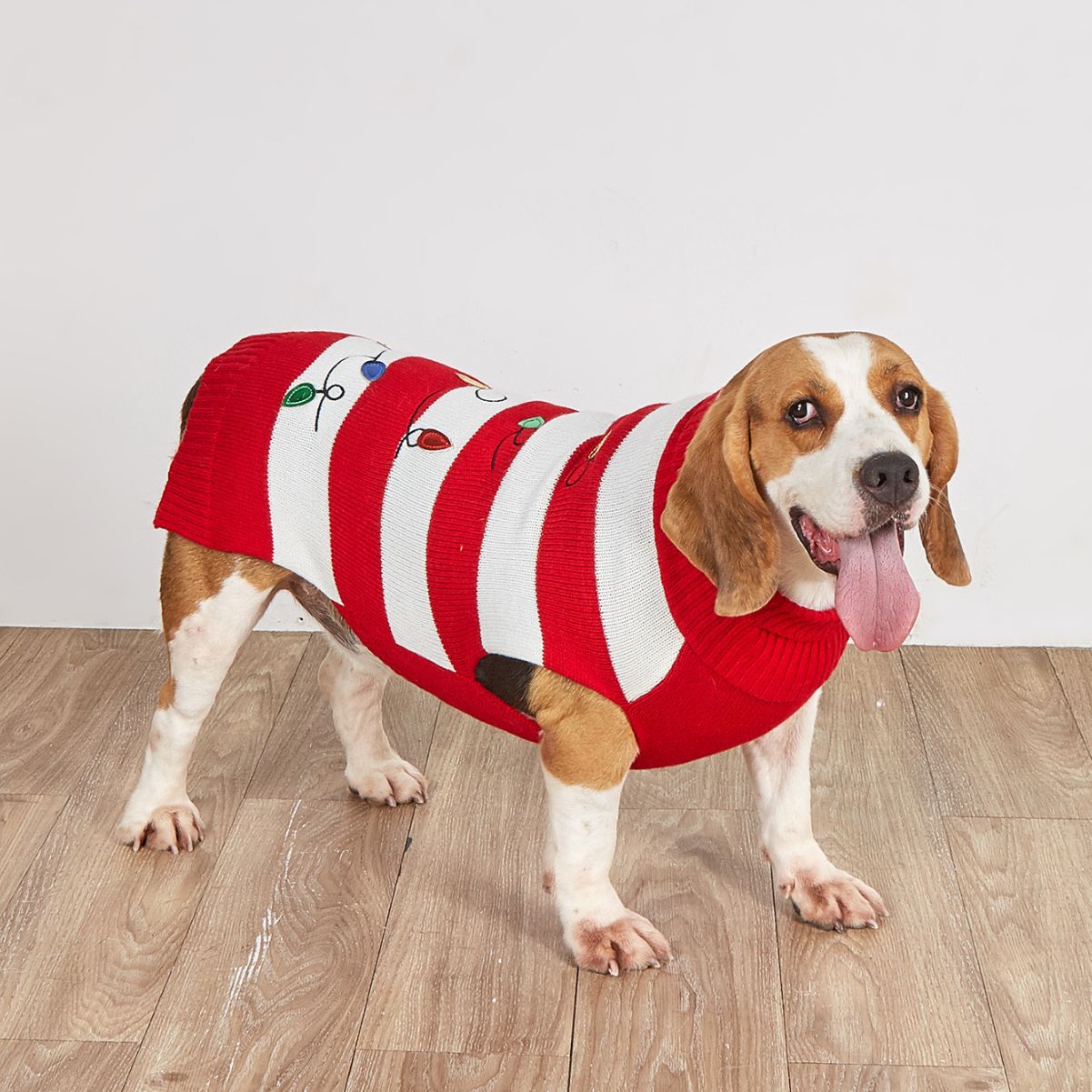 Pet Striped Christmas Lantern Turtleneck Sweater